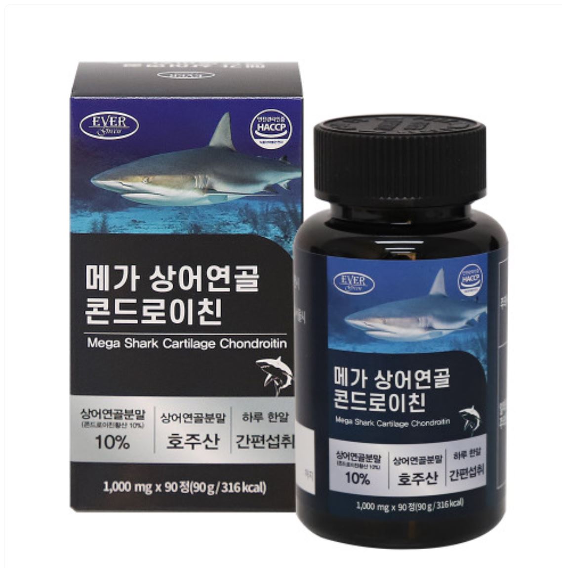 【에버그린】 메가 상어연골 콘드로이친 1000mg*90정 (3개월분)
